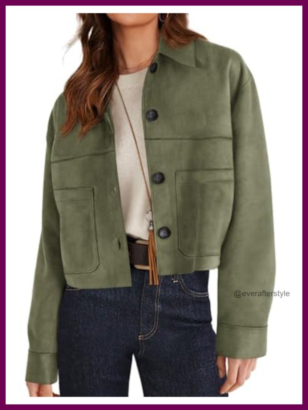 Faux Suede Shacket Jacket Lightweight Cropped Aviator Coat